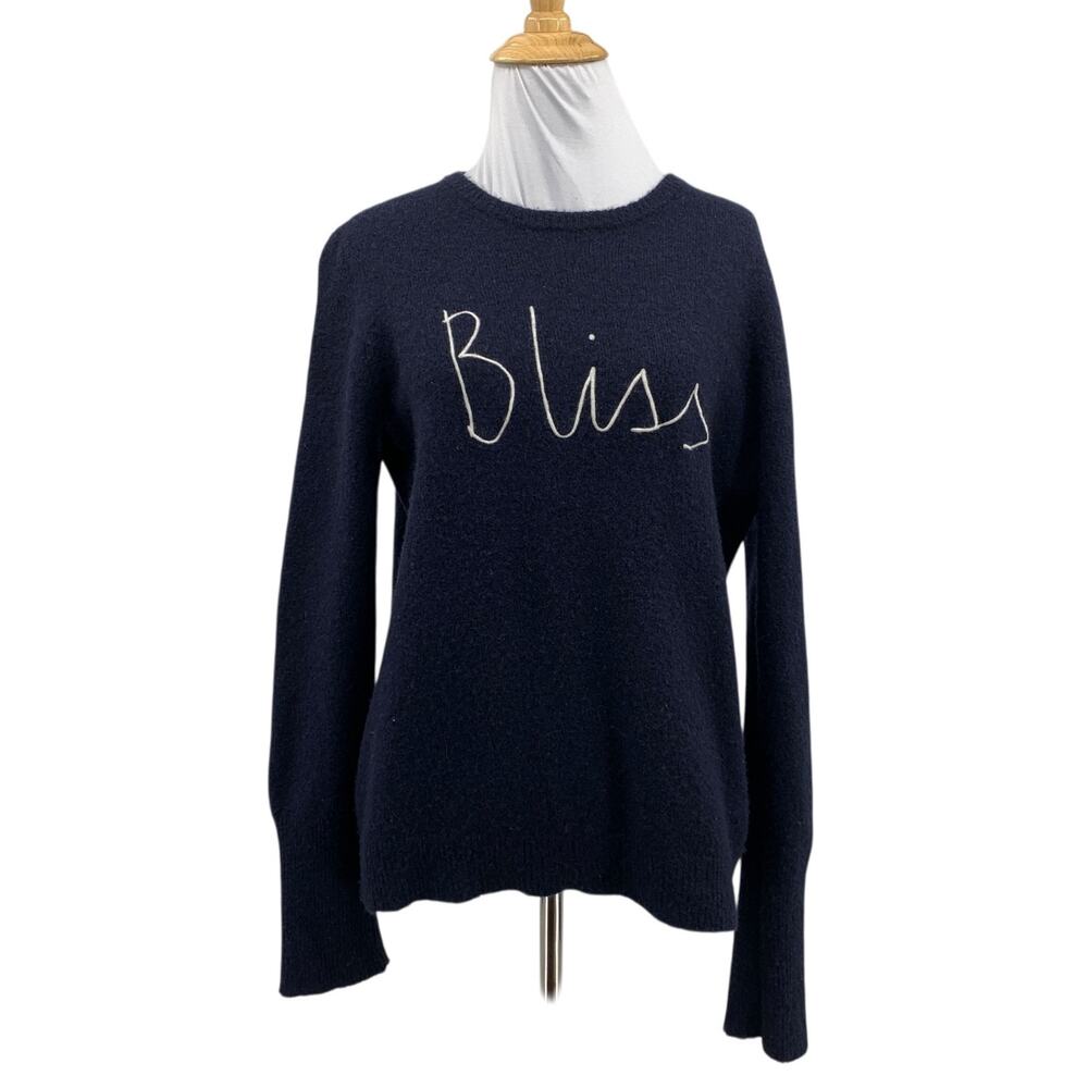 J Crew x Hugo Guinness Sweater Womens M Medium Navy Wool Blend Bliss Long Sleeve